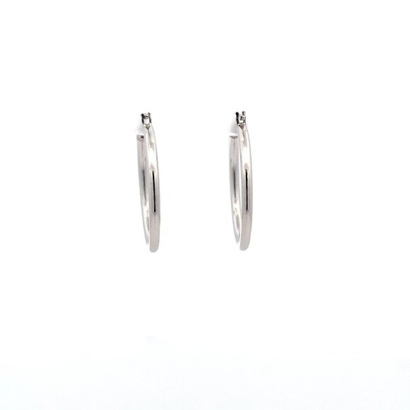 18K White Gold Earrings Hoops Loops 1.35 grams - Picture 6 of 9